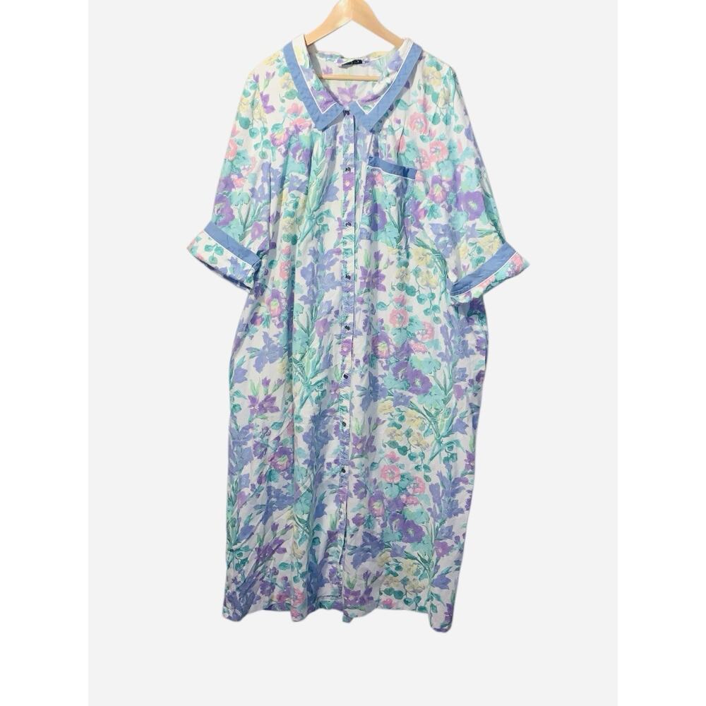 VTG MODELS COAT FLORAL Snap Lounge ROBE/MUUMUU/HOUSE DRESS